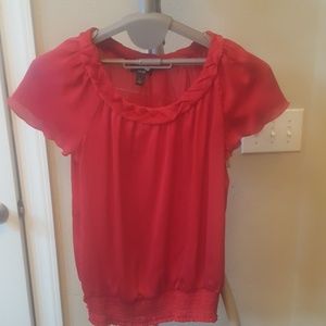 AGB red blouse sz L with elastic waist, short slv